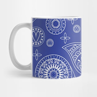 Mandala Pattern Blue and White Halloween Fall Autumn Season Mug